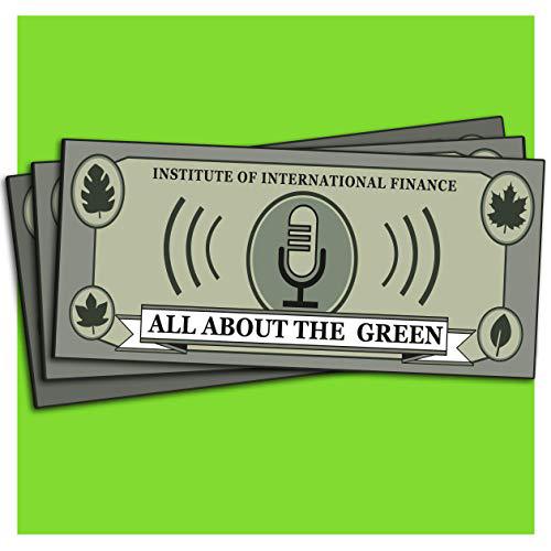 All About the Green Podcast logo - illustration of stack of US dollars with a microphone in the center, and leaves in the corners